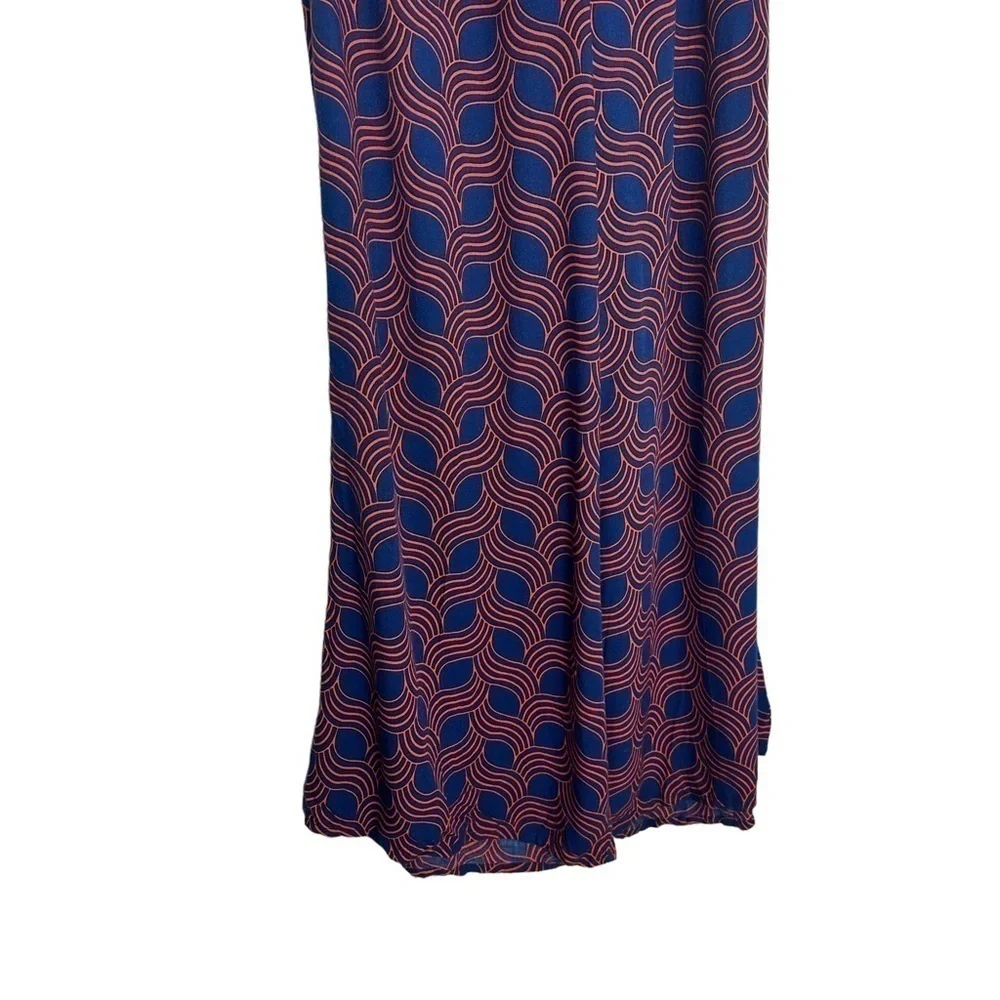 ESCAPADA Living navy & Red Geometric Wide Leg Palazzo Pants Size Small